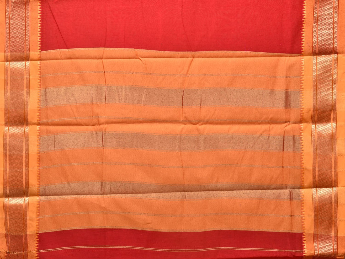 Red and Mustard Bamboo Cotton Plain Saree with Zari Border Design No Blouse bc0217