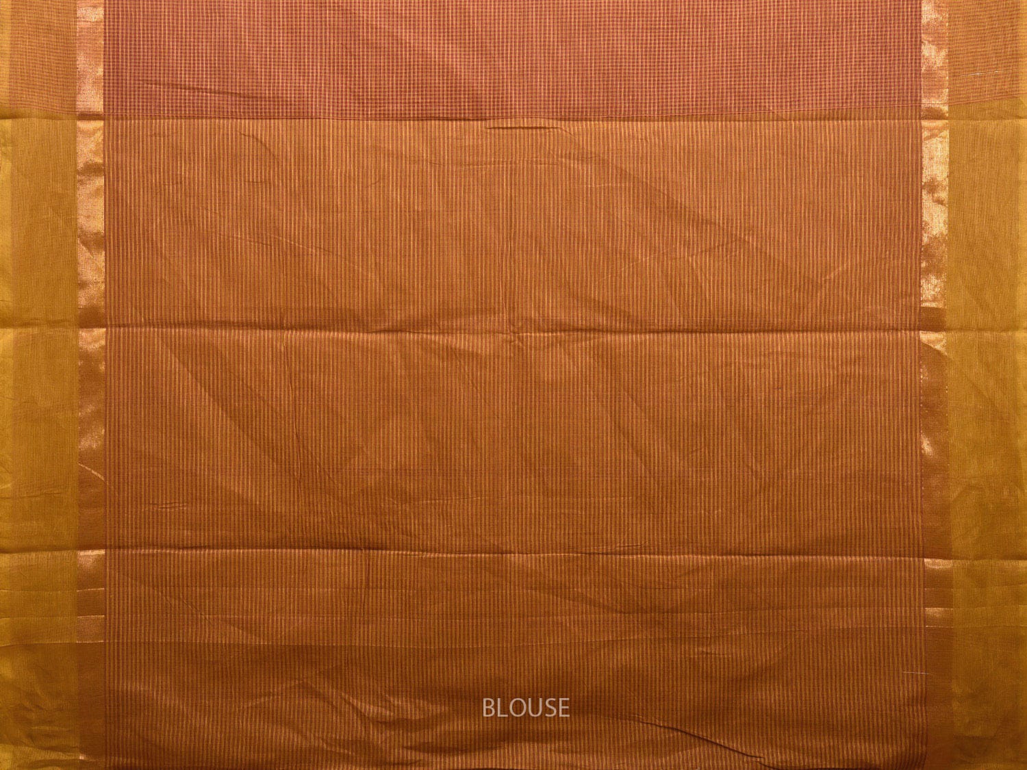 Red and Mustard Kanchipuram Cotton Saree with Small Checks Design k0608