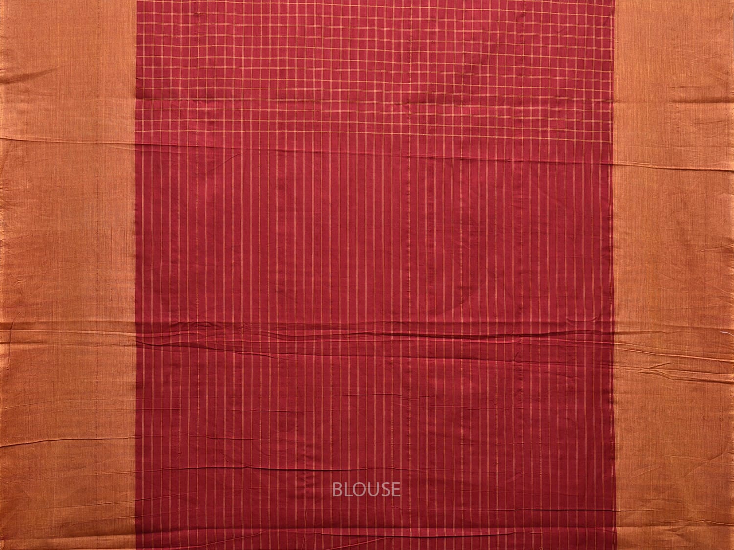Red and Mustard Narayanpet Cotton Handloom Saree with Checks and Kasuti Work Design o0587