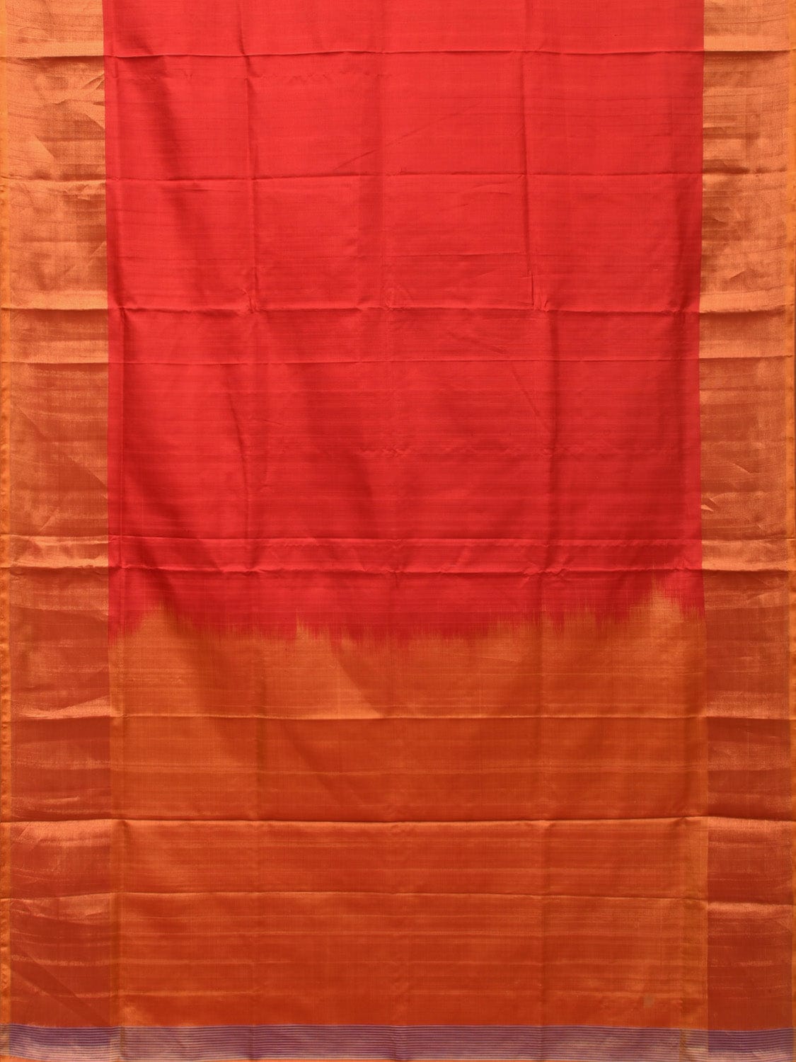 Red and Mustard Uppada Silk Handloom Plain Saree with Contrast Pallu Design u2114