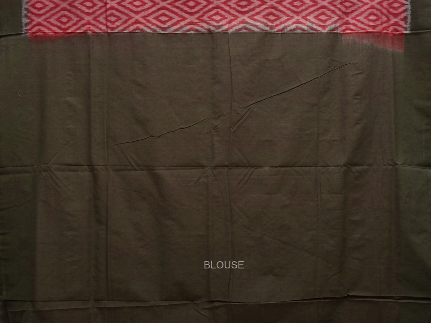 Red and Olive Pochampally Ikat Cotton Handloom Saree with Grill Design i0736