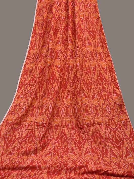 Red and Orange Ikat Cotton Handloom 2.5mts Fabric with Uzbekistan Pattern Design f0256