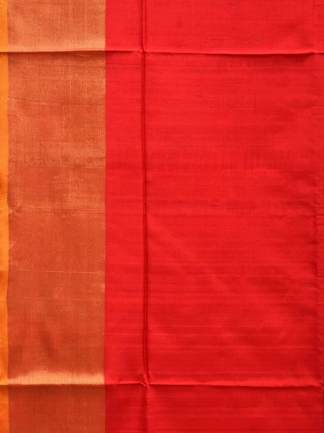 Red and Orange Uppada Silk Handloom Plain Saree with Contrast Pallu Design u1752