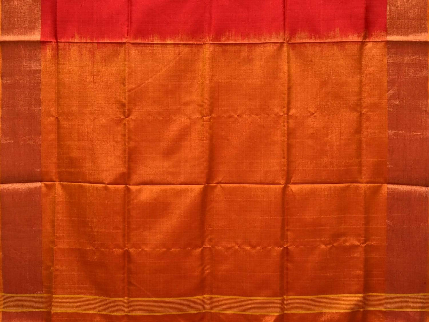 Red and Orange Uppada Silk Handloom Plain Saree with Contrast Pallu Design u1752