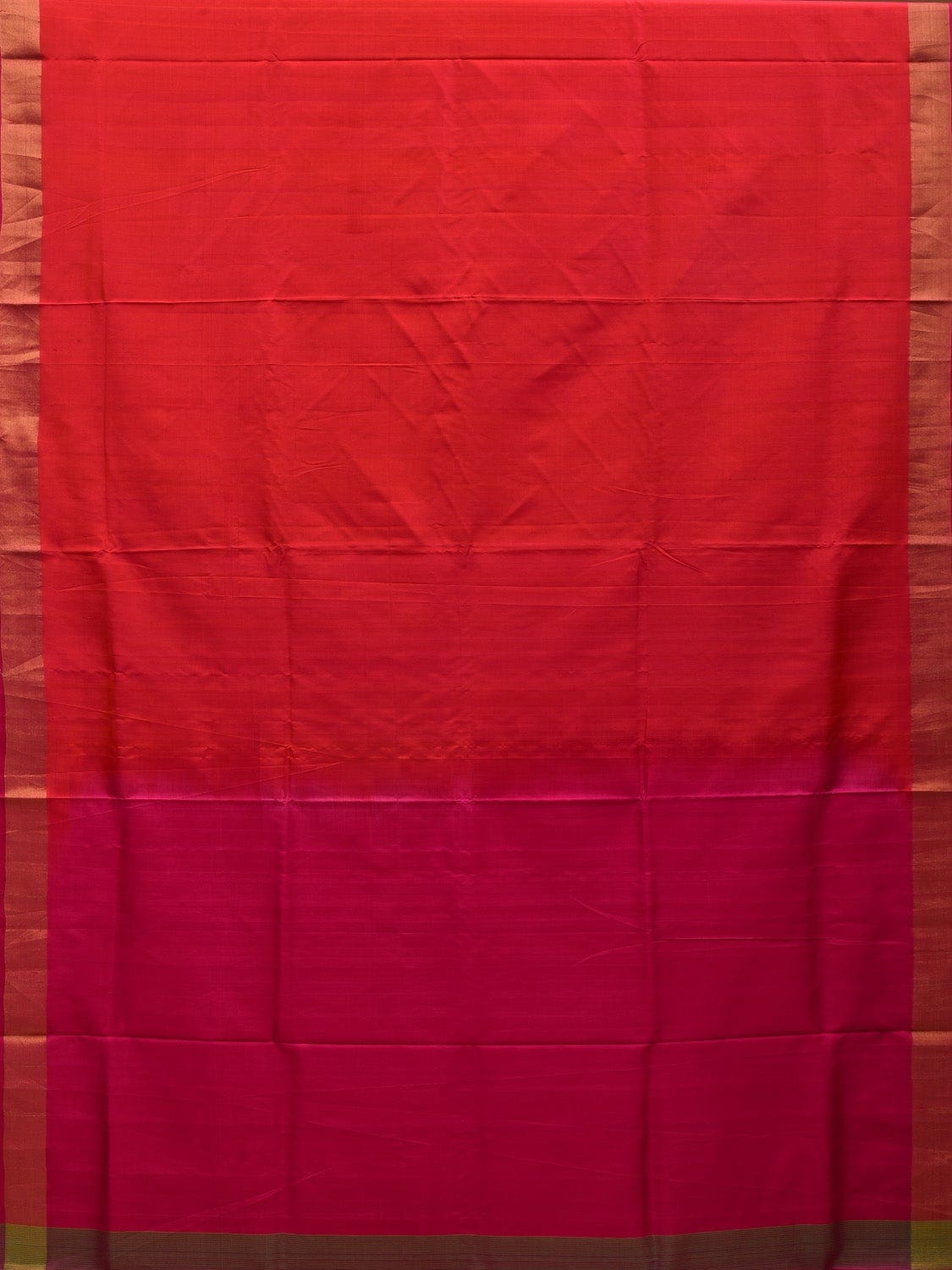 Red and Pink Uppada Silk Handloom Plain Saree with Contrast Pallu Design u1840