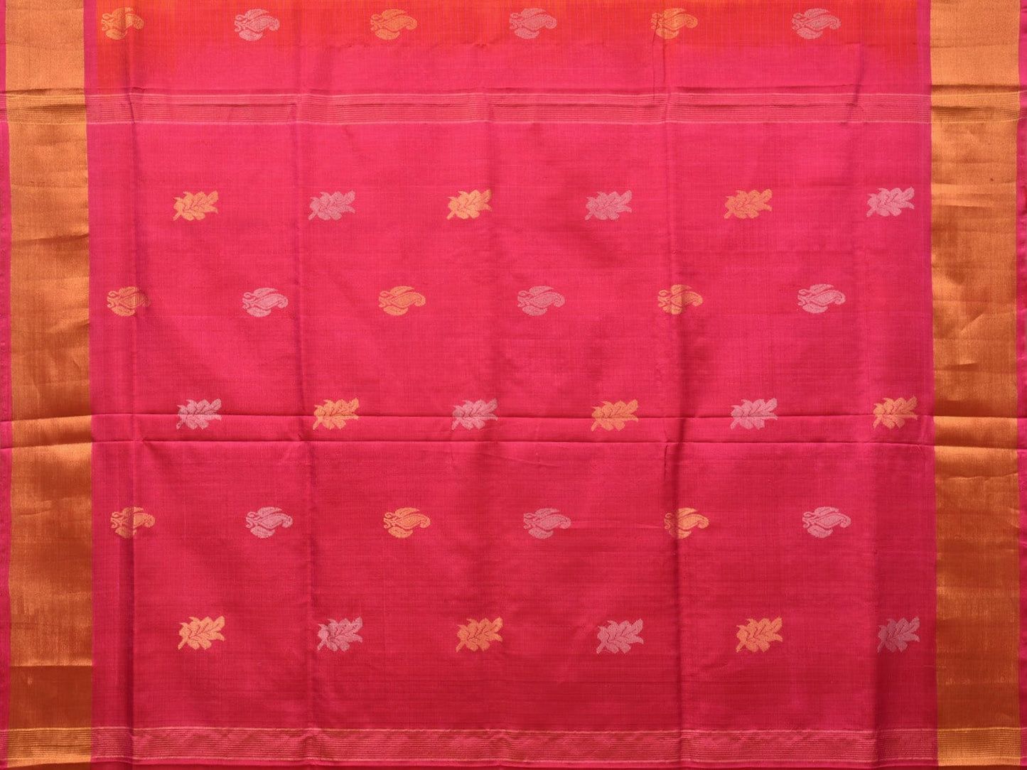 Red and Pink Uppada Silk Handloom Saree with Body Buta Design u2115