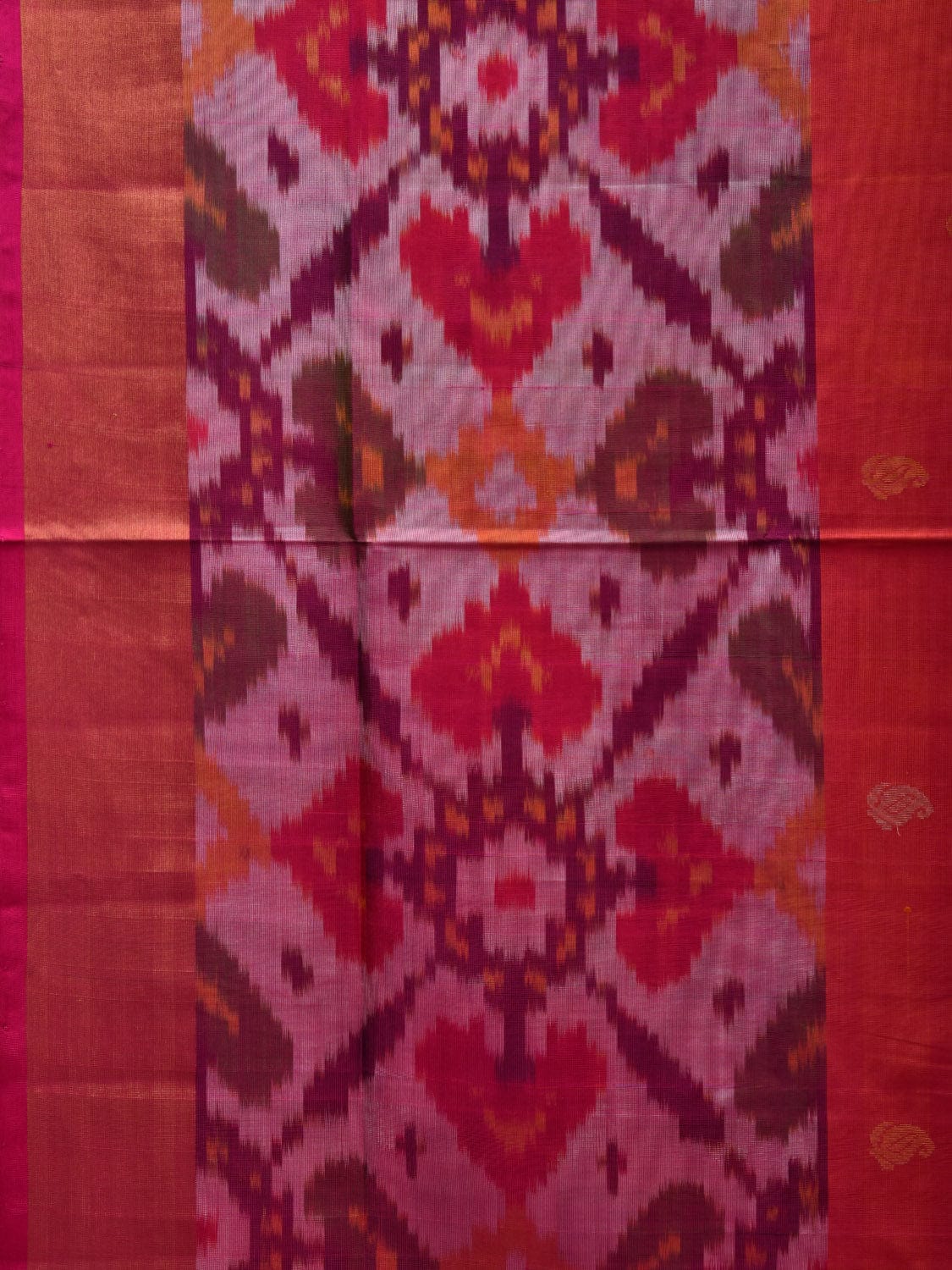 Red and Pink Uppada Silk Handloom Saree with Border Ikat and Buta Design u1852