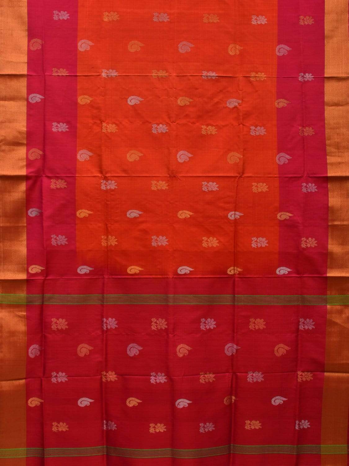 Red and Pink Uppada Silk Handloom Saree with Buta and Contrast Design u1811