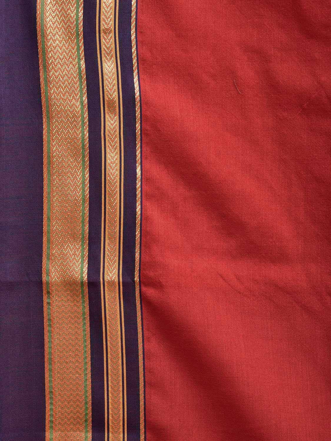 Red and Purple Bamboo Cotton Plain Saree with Contrast Pallu Design No Blouse bc0613
