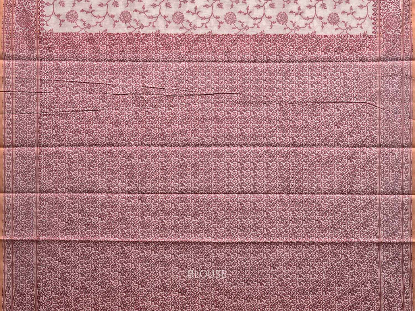 Red and White Dhakai Jamdani Cotton Viscose Saree with Floral Body and Pallu Design dj0035