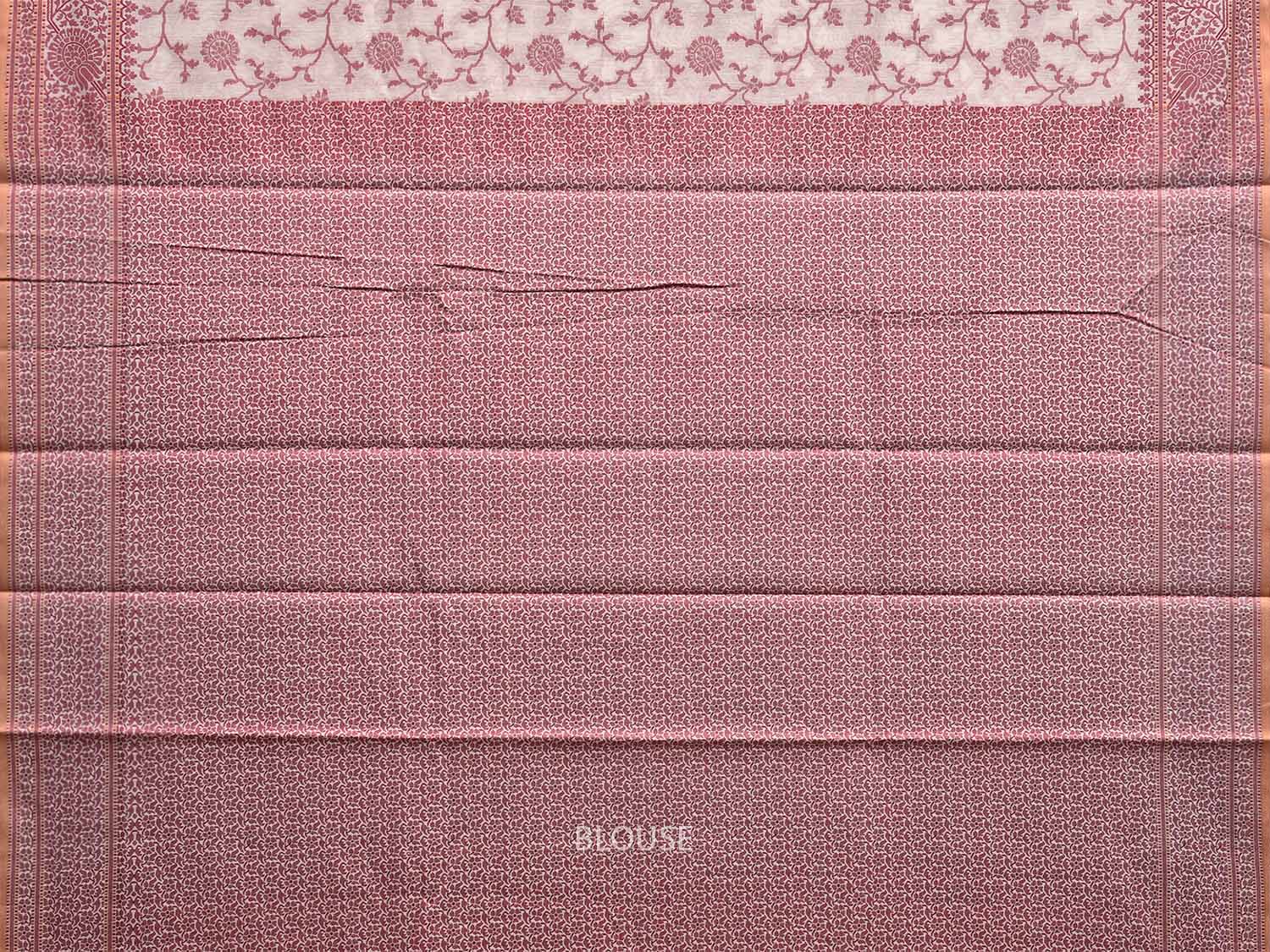 Red and White Dhakai Jamdani Cotton Viscose Saree with Floral Body and Pallu Design dj0035