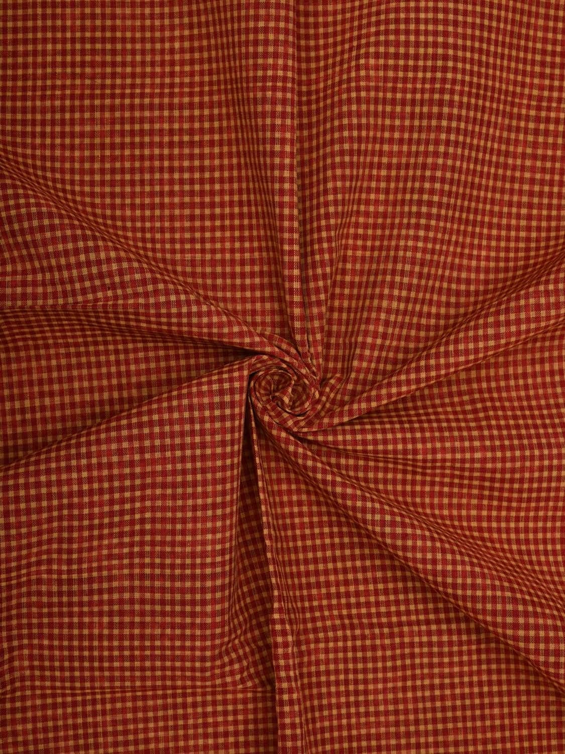 Red and Yellow Cotton Handloom 2.5mts Fabric with Small Checks Design f0198