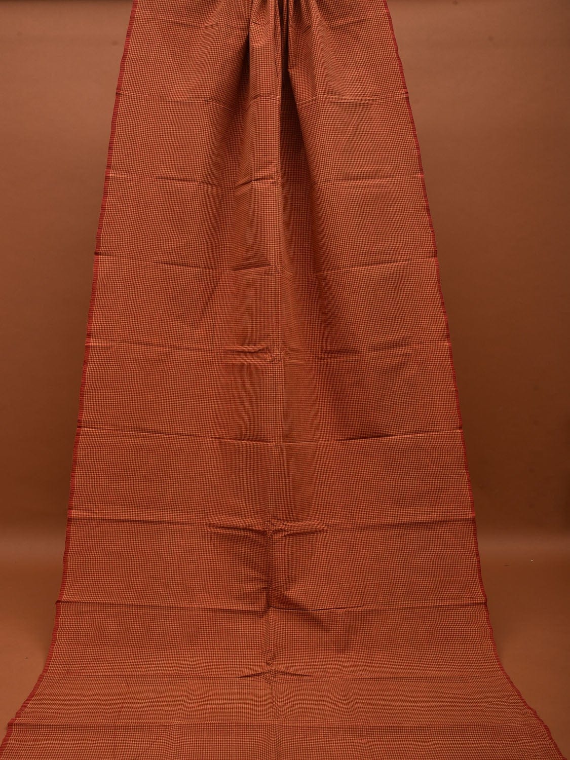 Red and Yellow Cotton Handloom 2.5mts Fabric with Small Checks Design f0198