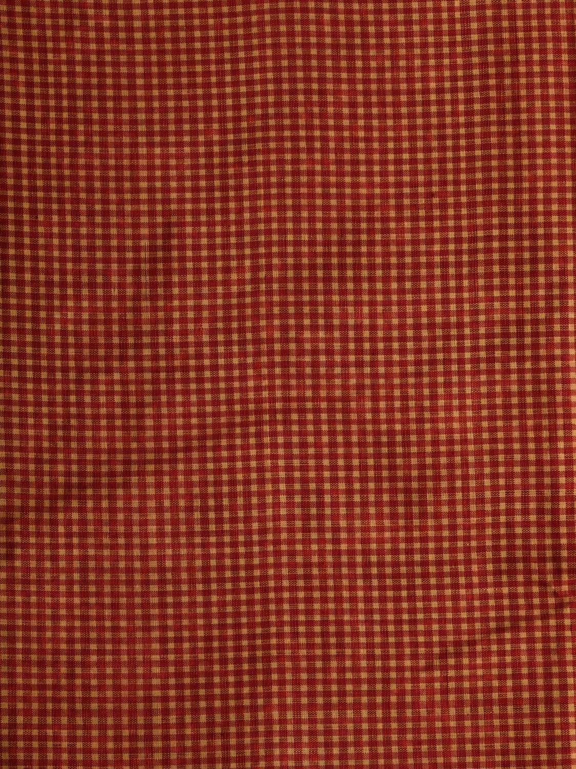 Red and Yellow Cotton Handloom 2.5mts Fabric with Small Checks Design f0198