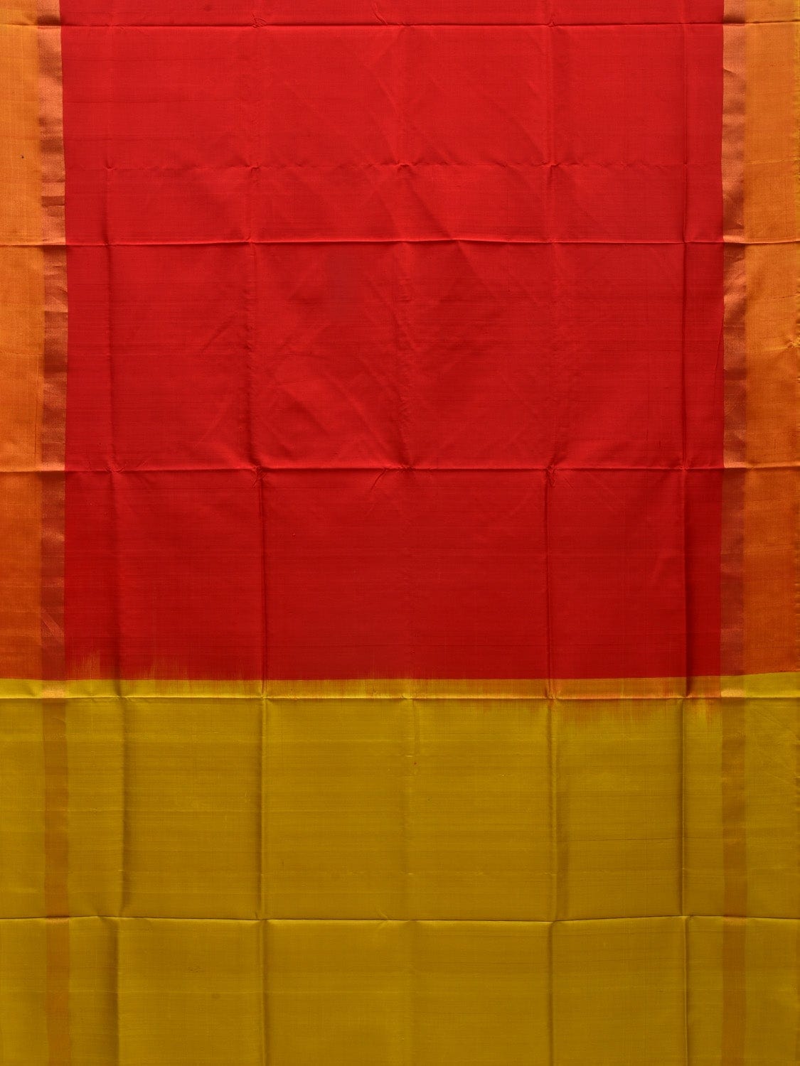 Red and Yellow Uppada Silk Handloom Plain Saree with Contrast Pallu Design u1838