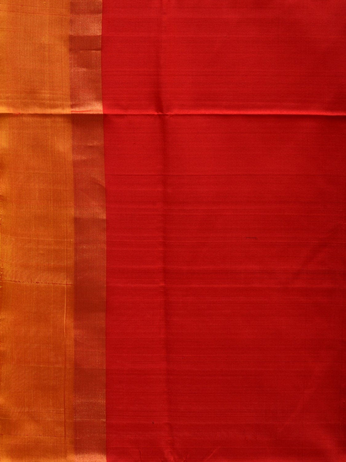 Red and Yellow Uppada Silk Handloom Plain Saree with Contrast Pallu Design u1838
