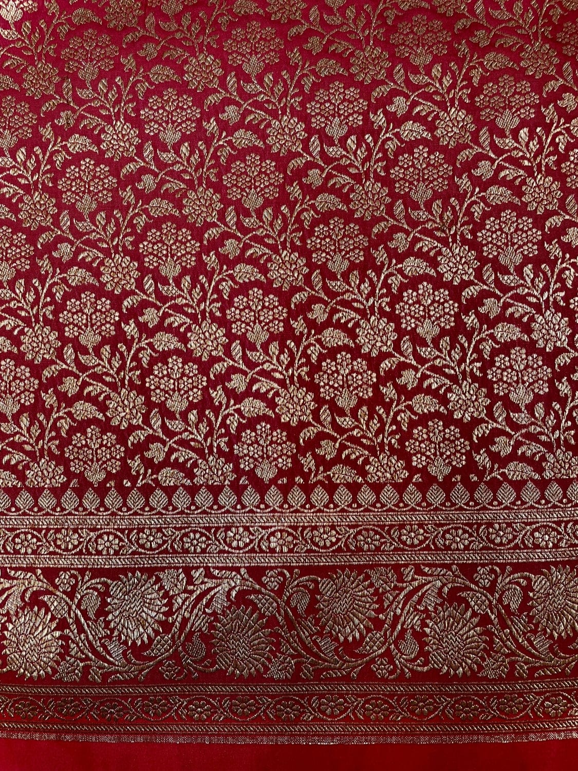 Red Antique Zari  Banaras Katan Intricate Allover Brocade Saree with Border and Pallu Design b0351ds