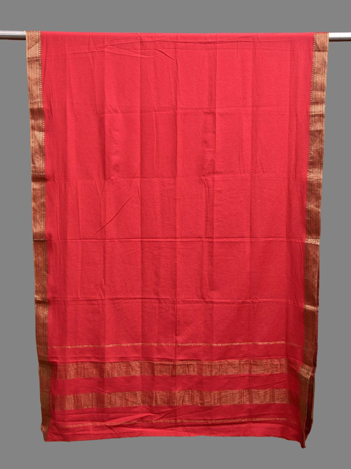 Red Bamboo Cotton Dupatta with Zari Border ds3875