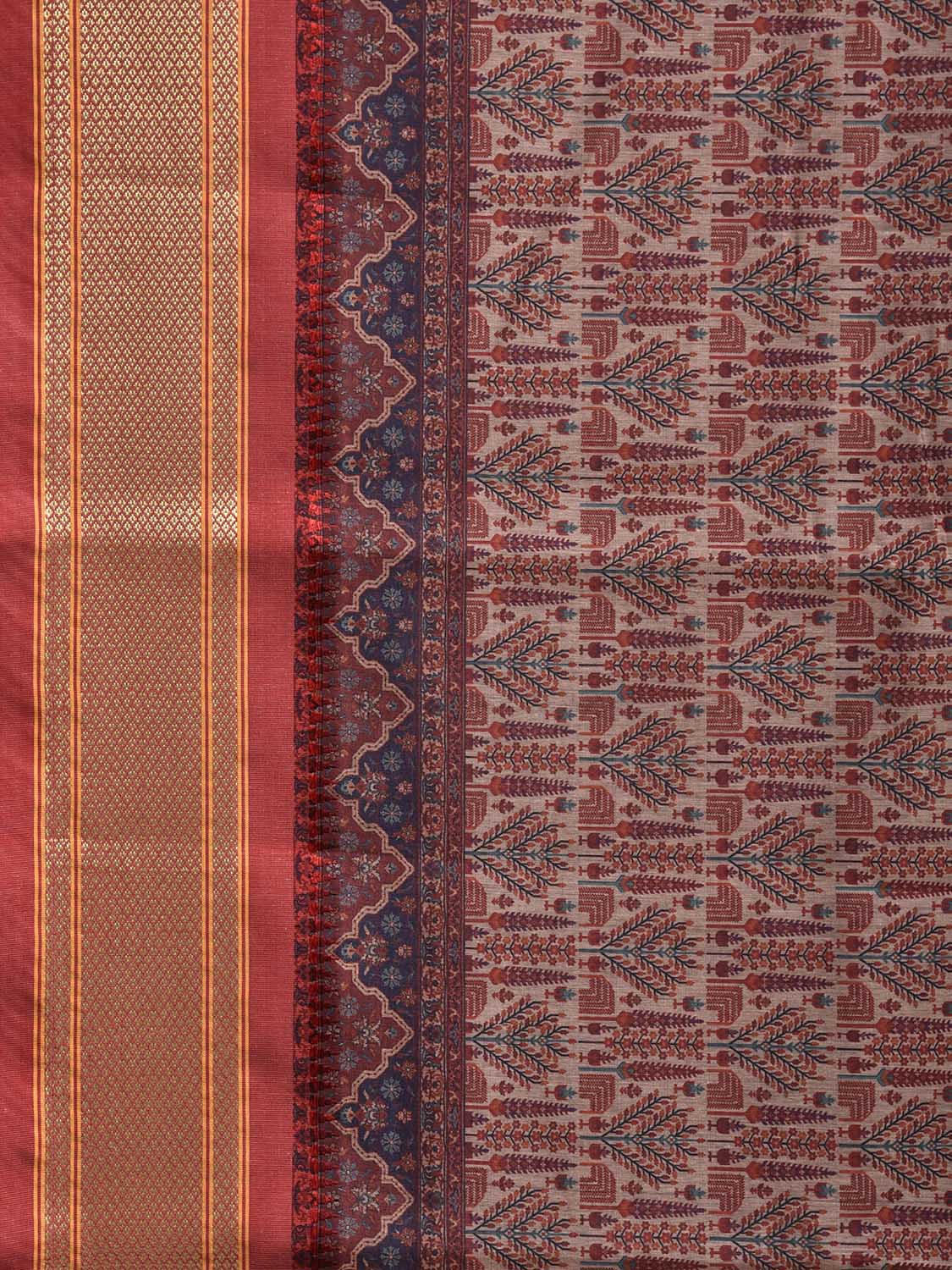 Red Bamboo Cotton Saree with Digital Print Design bc0812