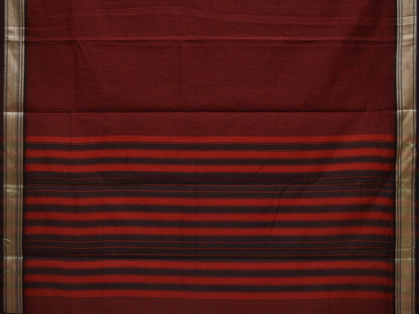 Red Bamboo Cotton Saree with Small Checks Design No Blouse o0360