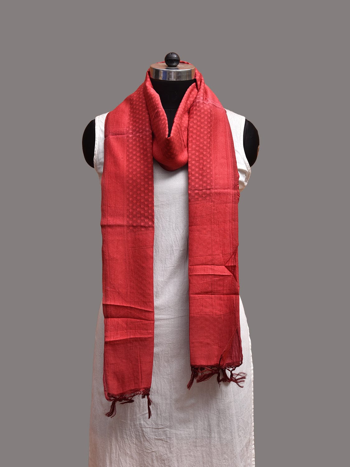 Red Banaras Cotton Dupatta with Border Design ds3739