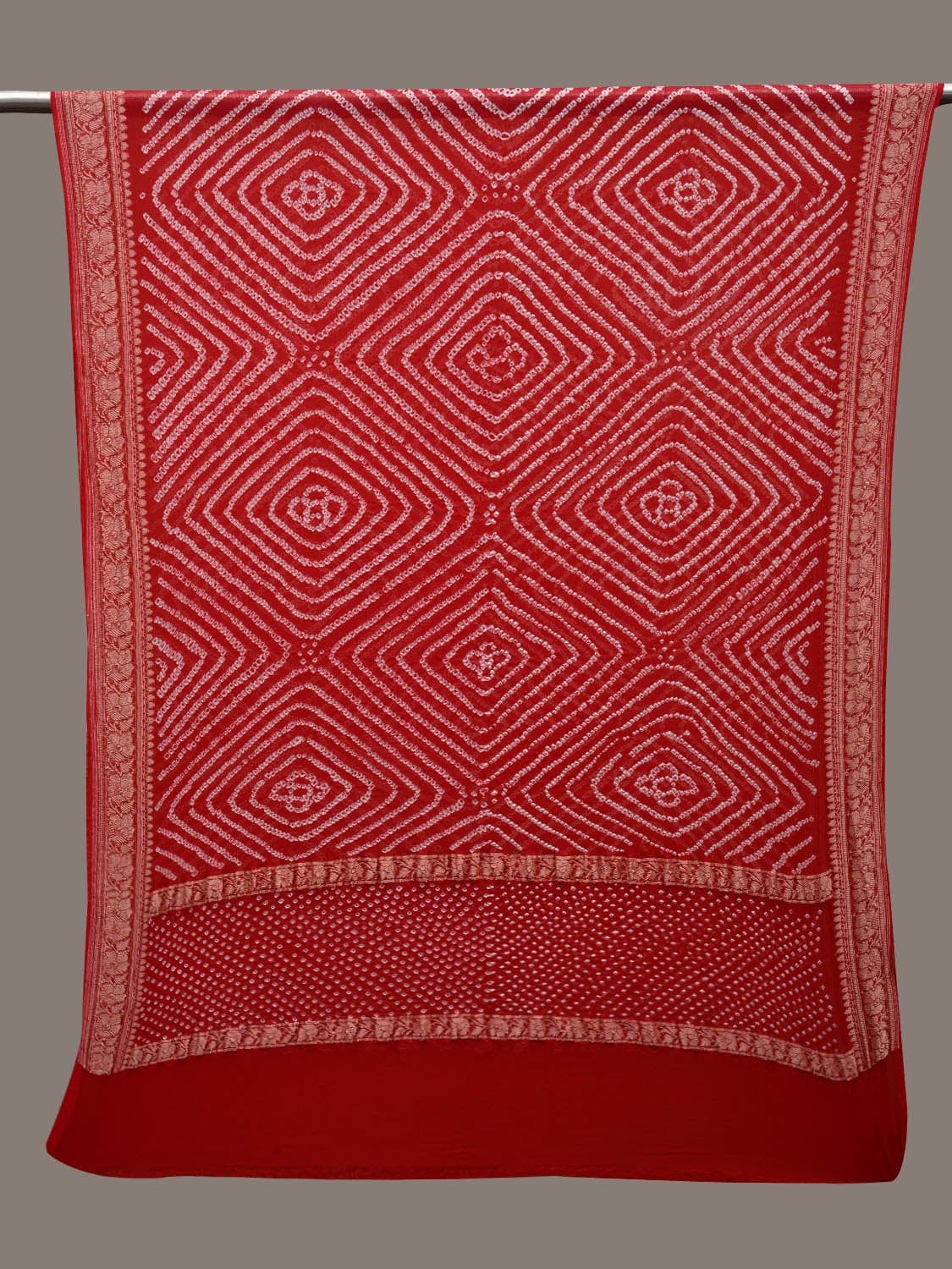 Red Bandhani Banaras Georgette Dupatta with Border Design ds2630