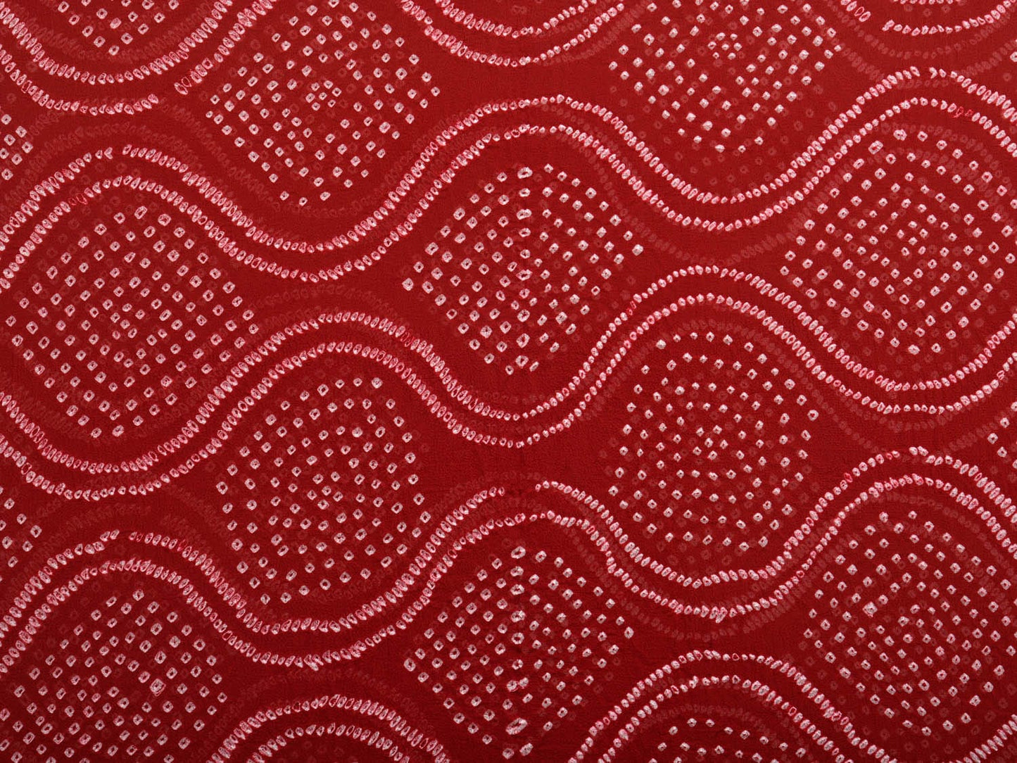 Red Bandhani Chiffon Dupatta with Grill and Zari Border Design ds2947