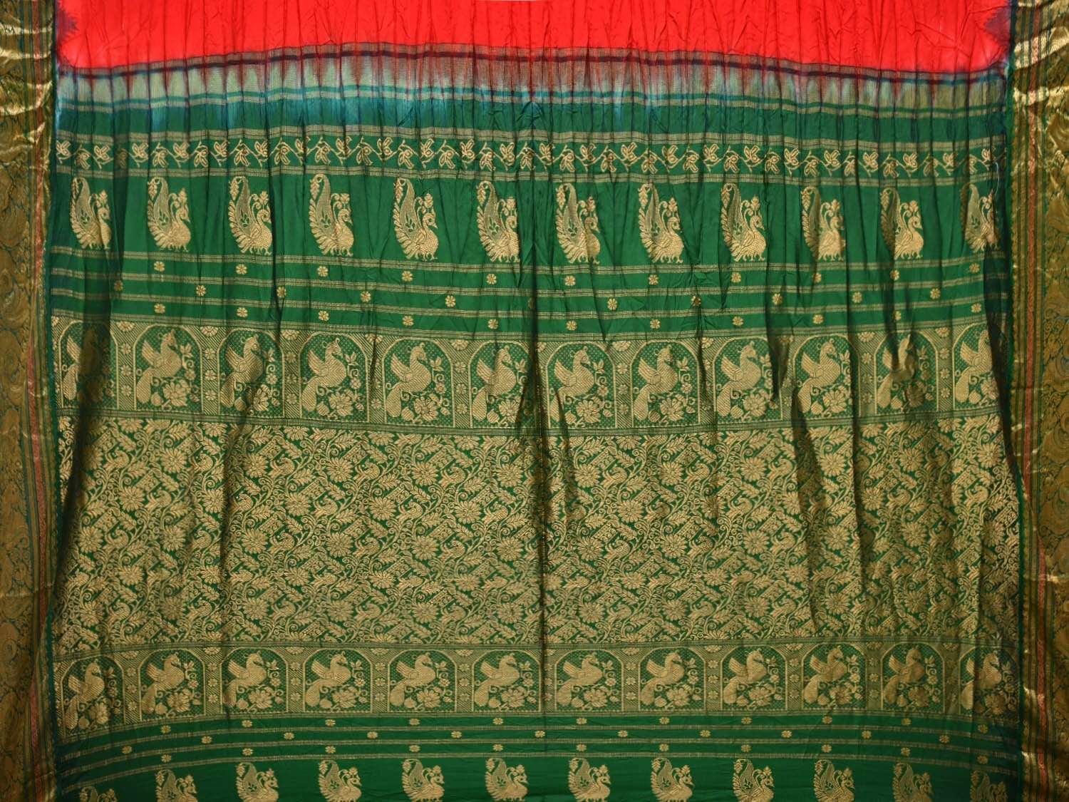 Red Bandhani Gadwal Silk Handloom Saree with Border Design bn0163