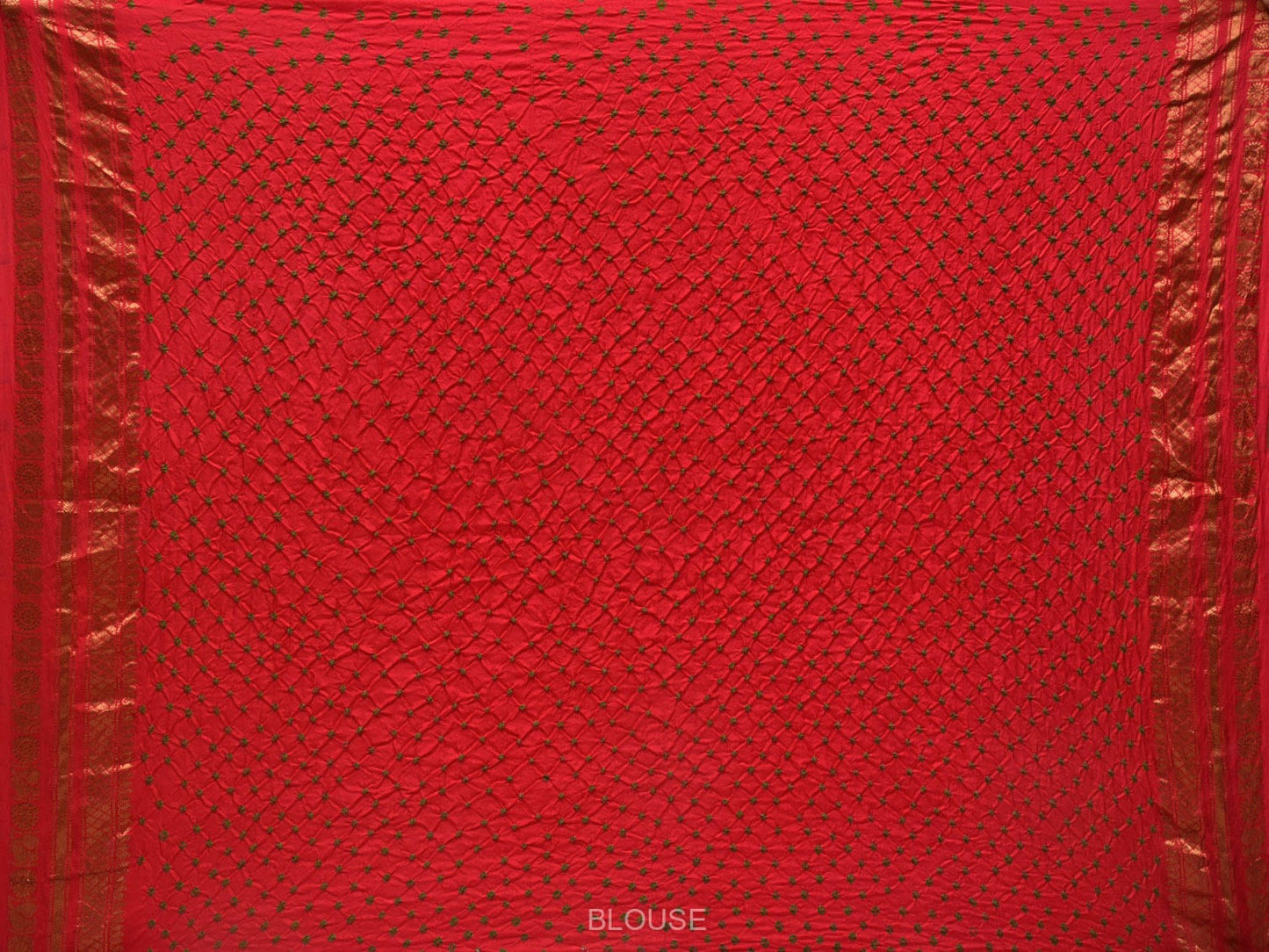 Red Bandhani Gadwal Silk Handloom Saree with Mango Pallu Design bn0391
