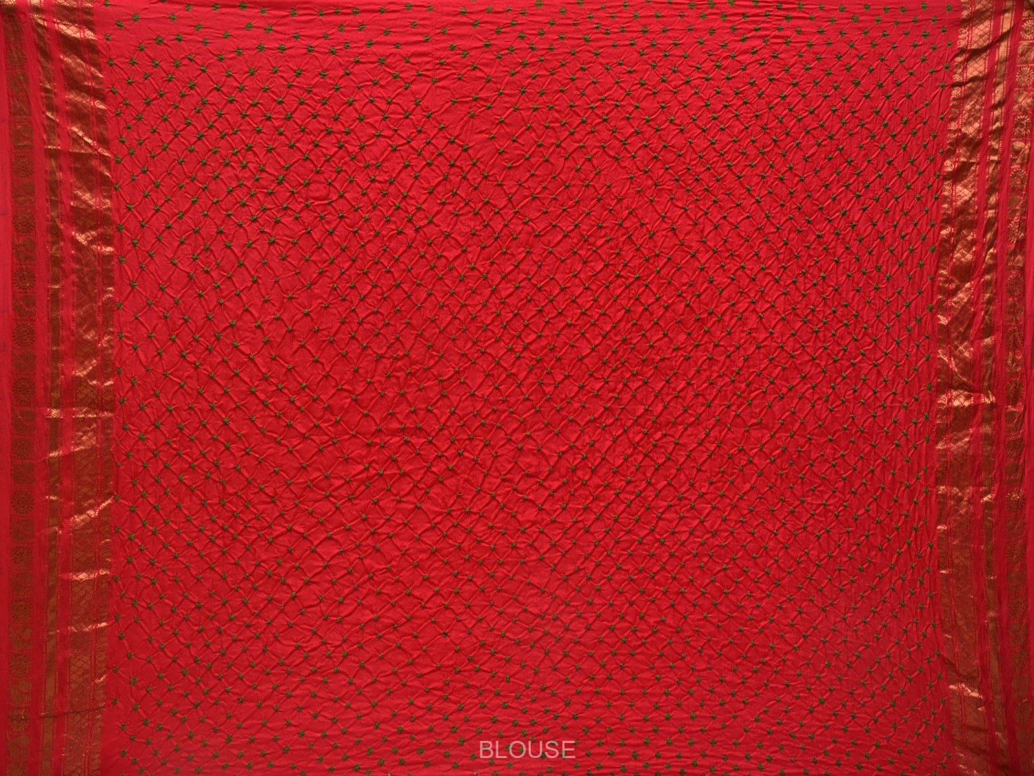 Red Bandhani Gadwal Silk Handloom Saree with Mango Pallu Design bn0391