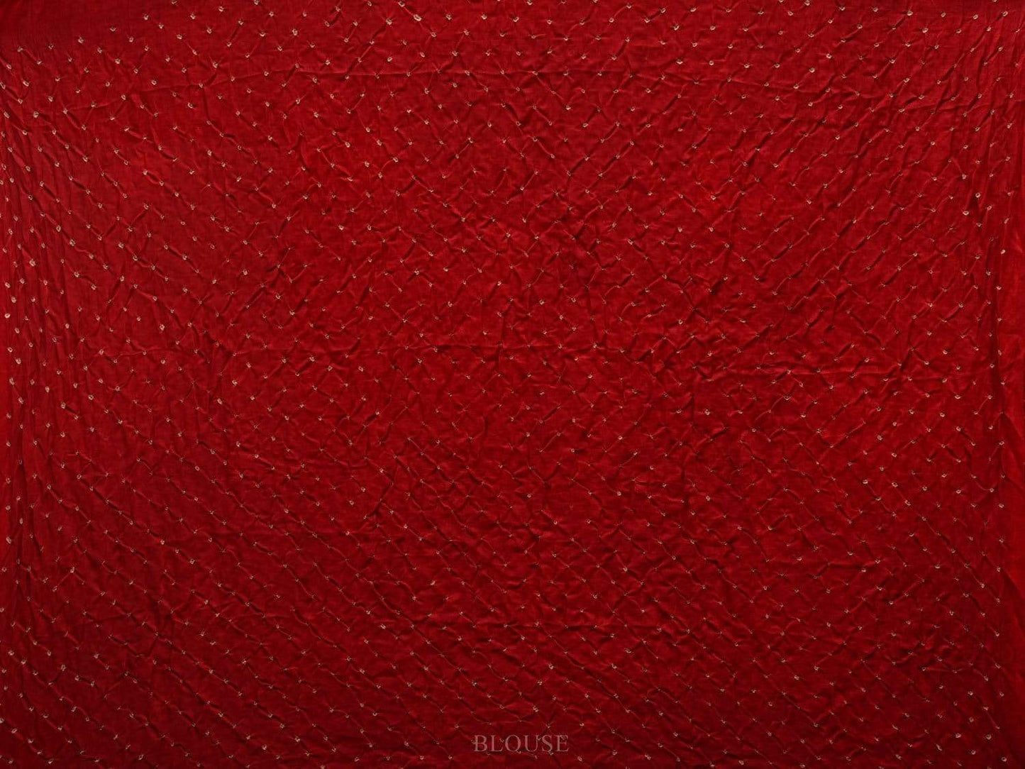 Red Bandhani Kalamkari Silk Handloom Saree with Checks Design bn0287