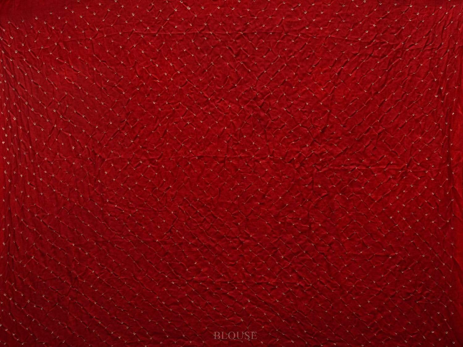 Red Bandhani Kalamkari Silk Handloom Saree with Checks Design bn0287