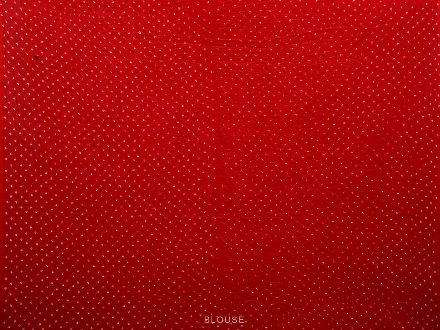 Red Bandhani Kalamkari Silk Handloom Saree with Kalamkari Pallu Design bn0240