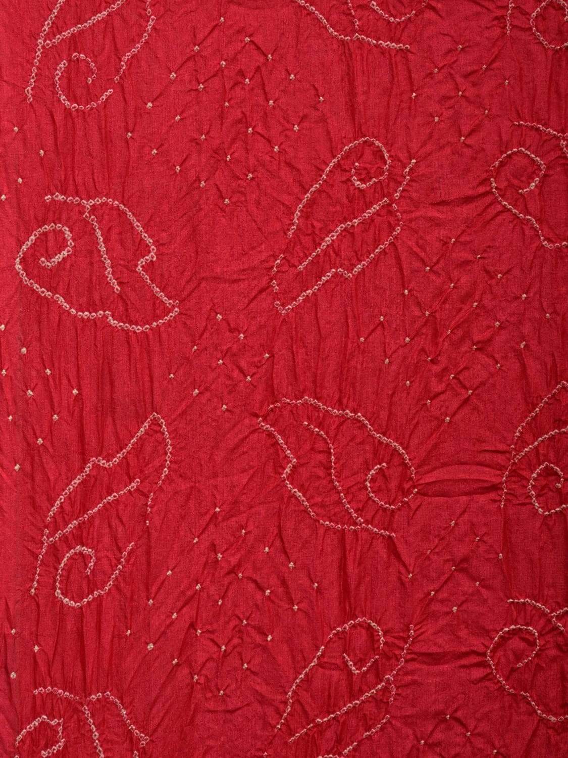 Red Bandhani Kalamkari Tussar Handloom Saree with Pallu Design bn0246