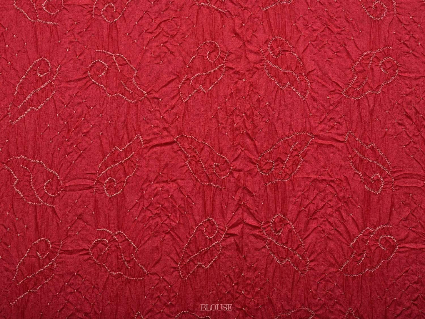 Red Bandhani Kalamkari Tussar Handloom Saree with Pallu Design bn0246