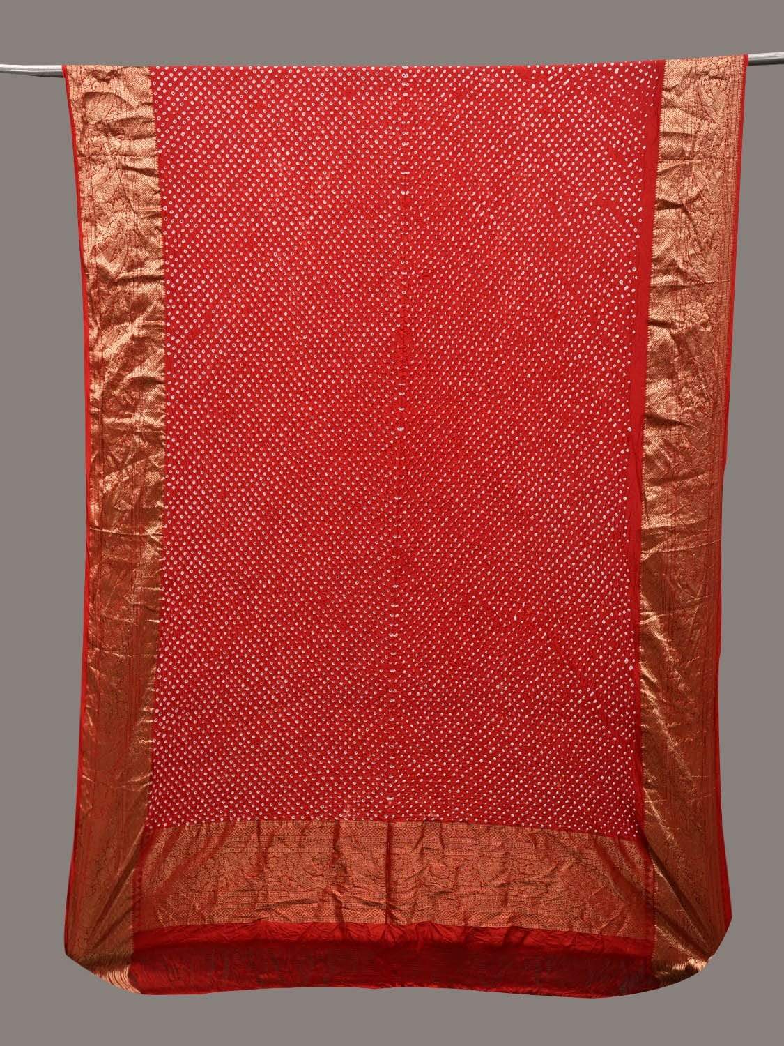 Red Bandhani Kanchipuram Silk Handloom Dupatta with Diagonal Design ds2556