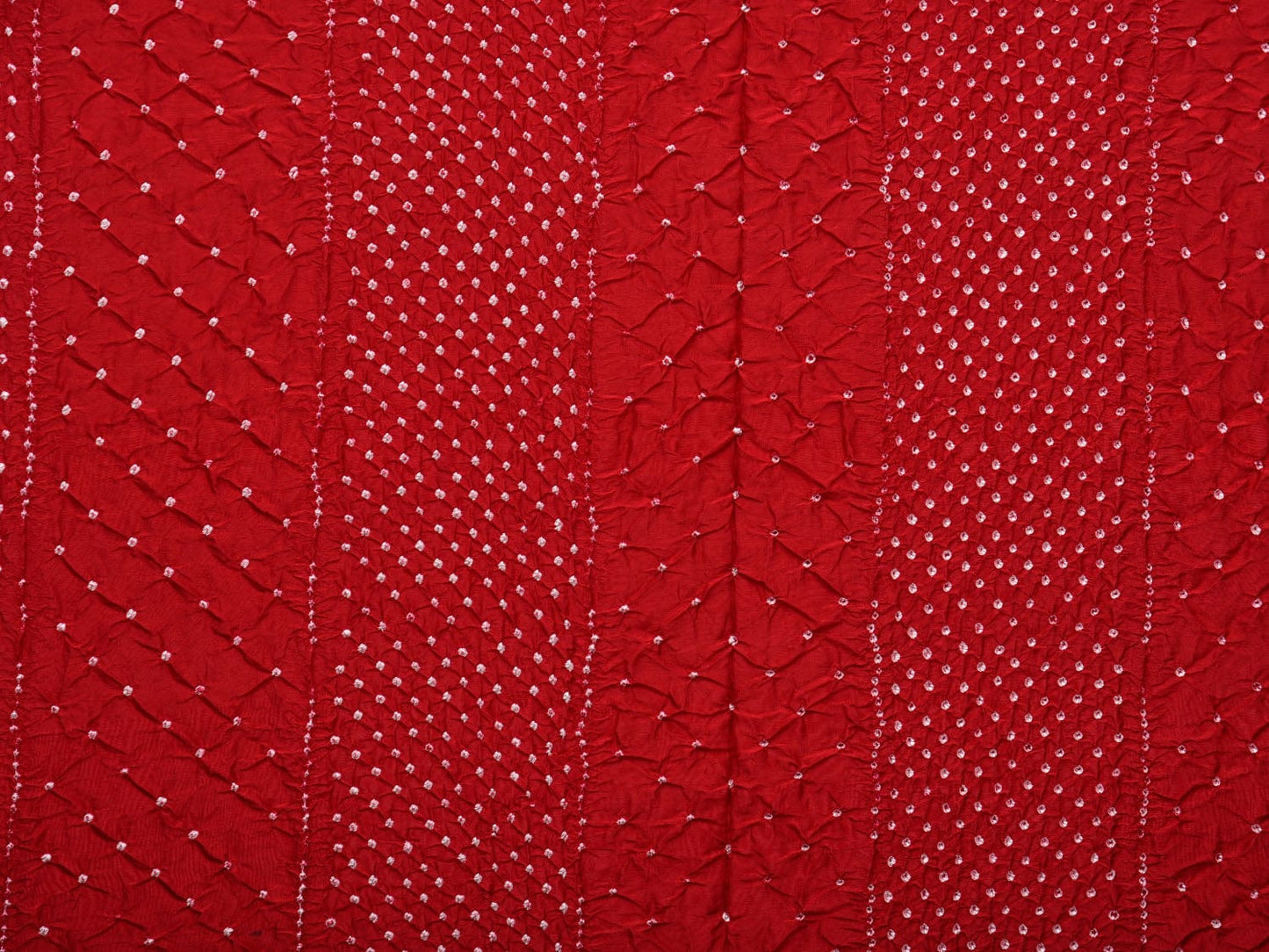 Red Bandhani Kanchipuram Silk Handloom Dupatta with Strips Design ds3122