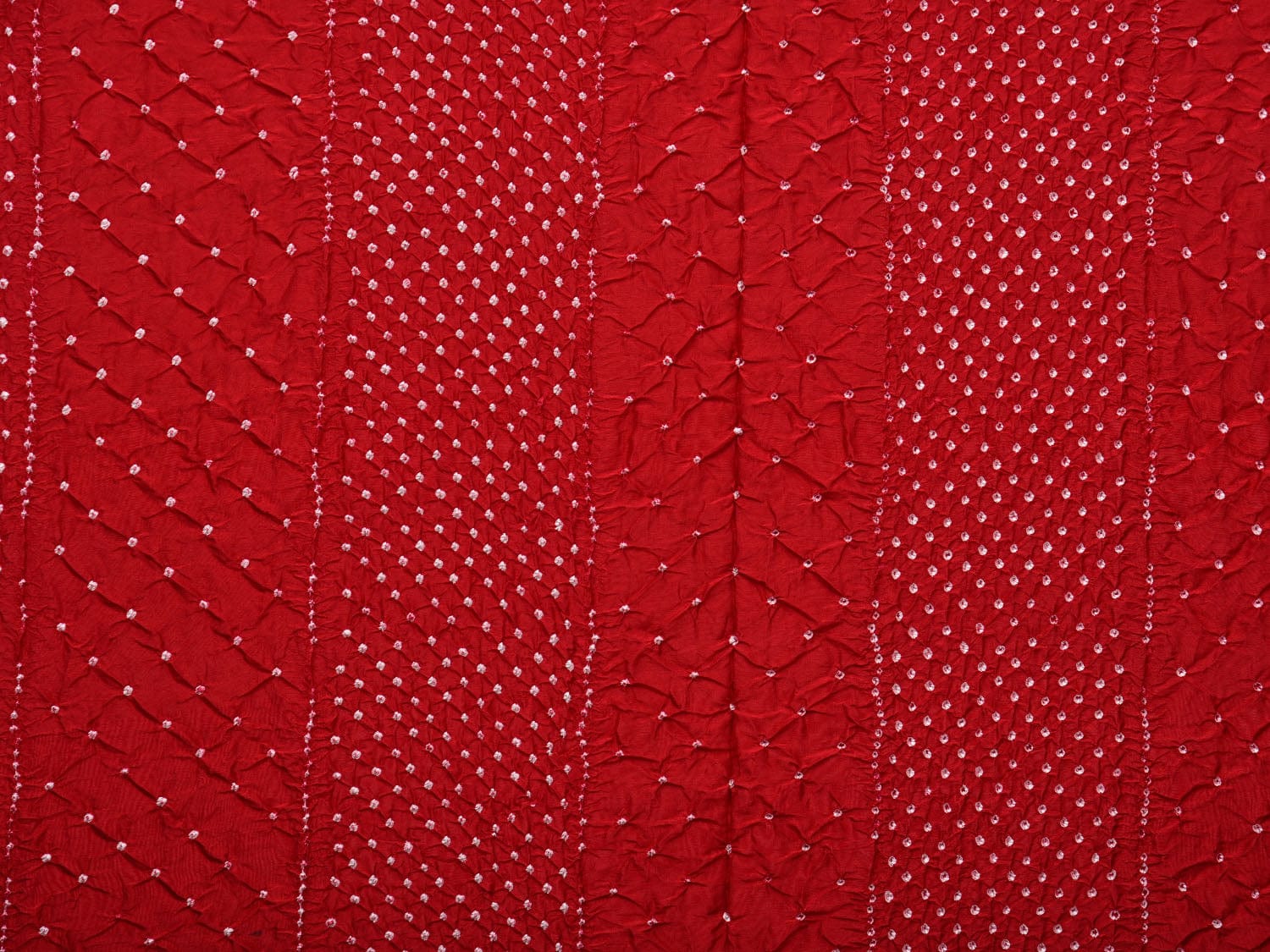 Red Bandhani Kanchipuram Silk Handloom Dupatta with Strips Design ds3122