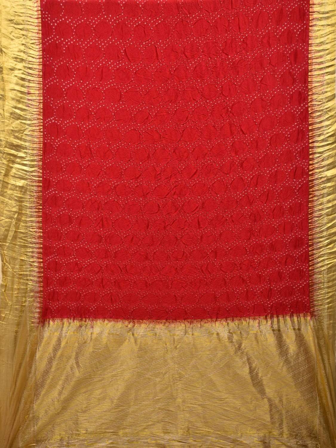 Red Bandhani Kanchipuram Silk Handloom Saree with Body Buta Design bn0247
