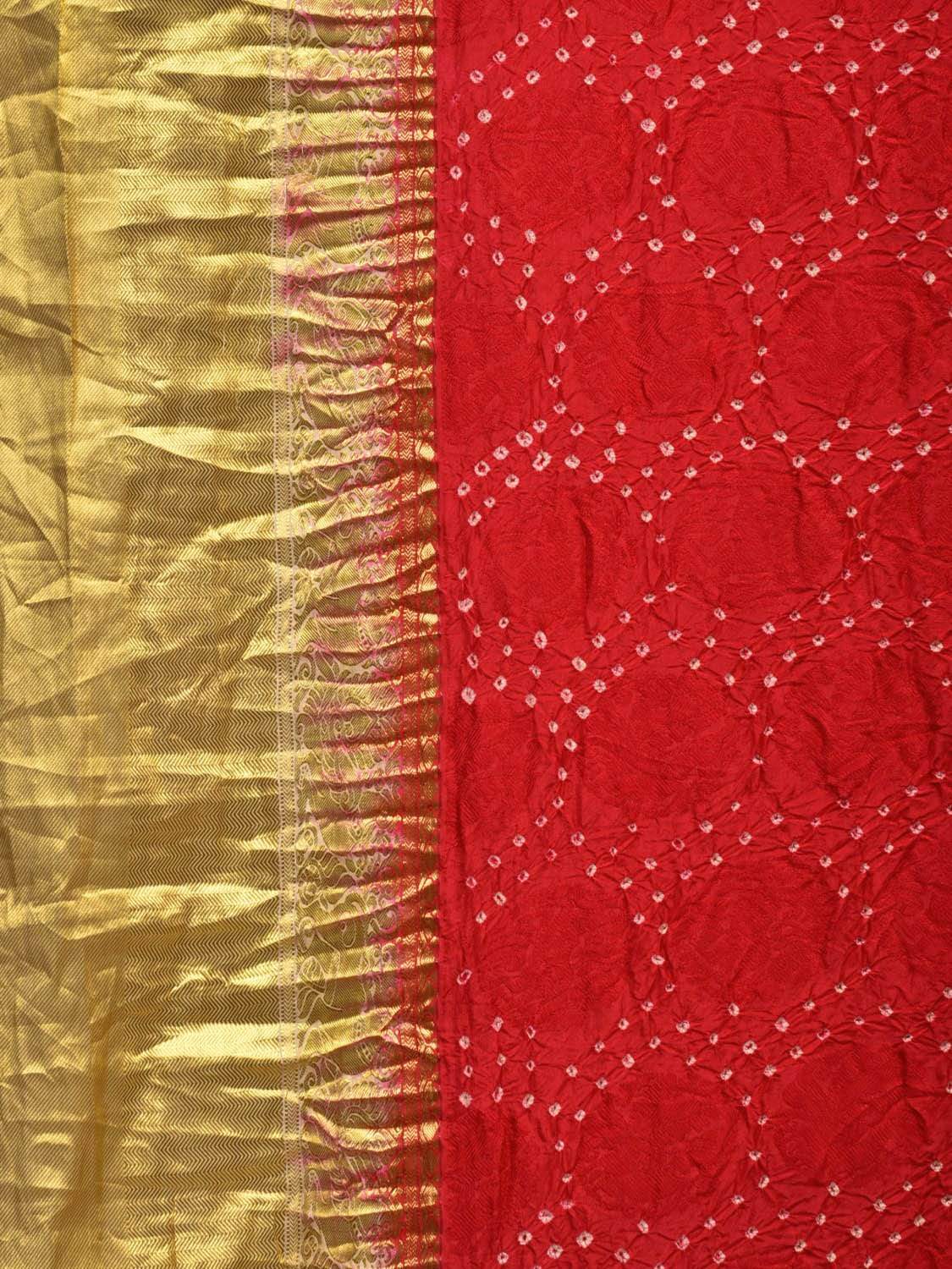 Red Bandhani Kanchipuram Silk Handloom Saree with Body Buta Design bn0247