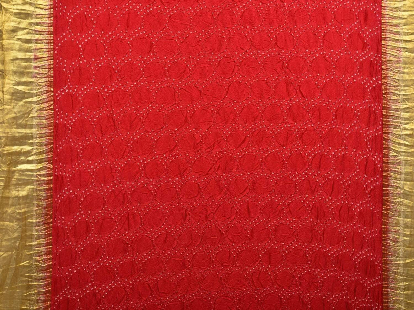 Red Bandhani Kanchipuram Silk Handloom Saree with Body Buta Design bn0247