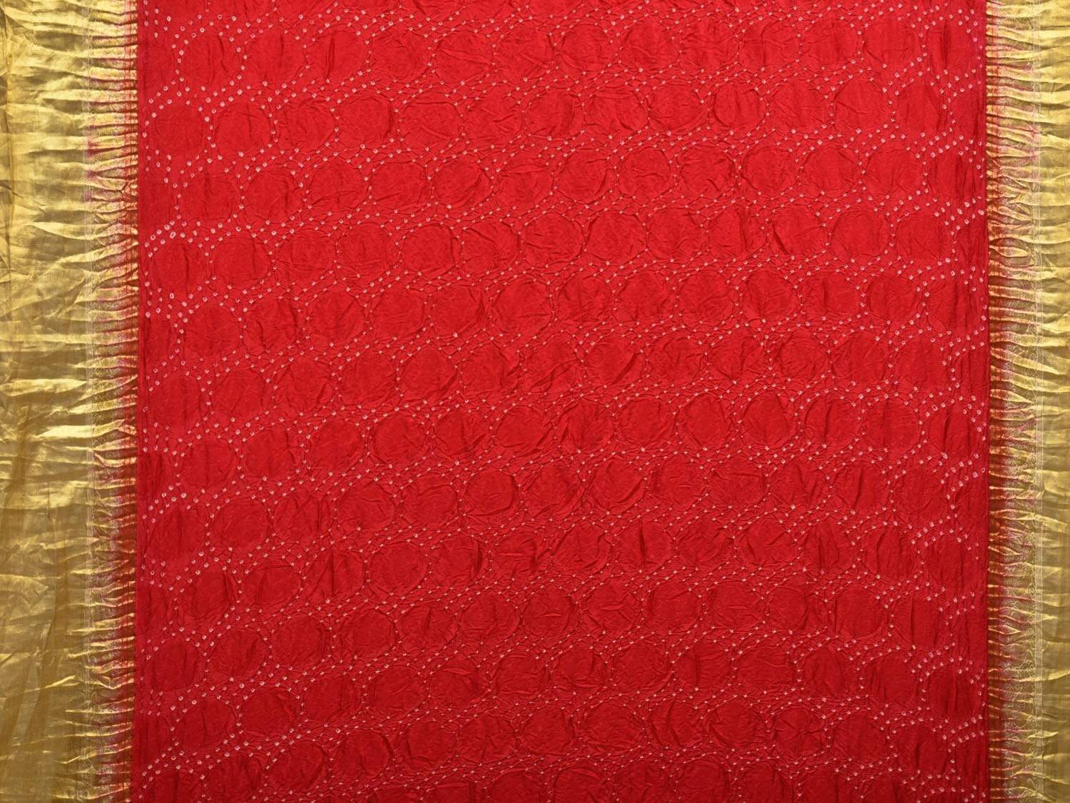 Red Bandhani Kanchipuram Silk Handloom Saree with Body Buta Design bn0247