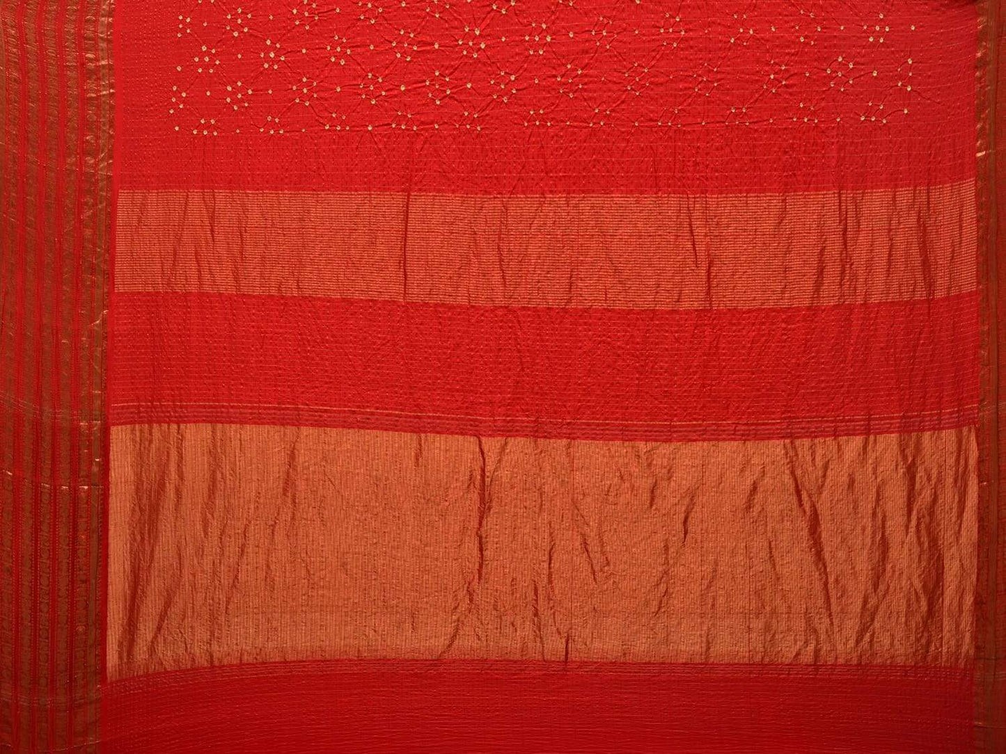 Red Bandhani Kanchipuram Silk Handloom Saree with Border Design bn0168