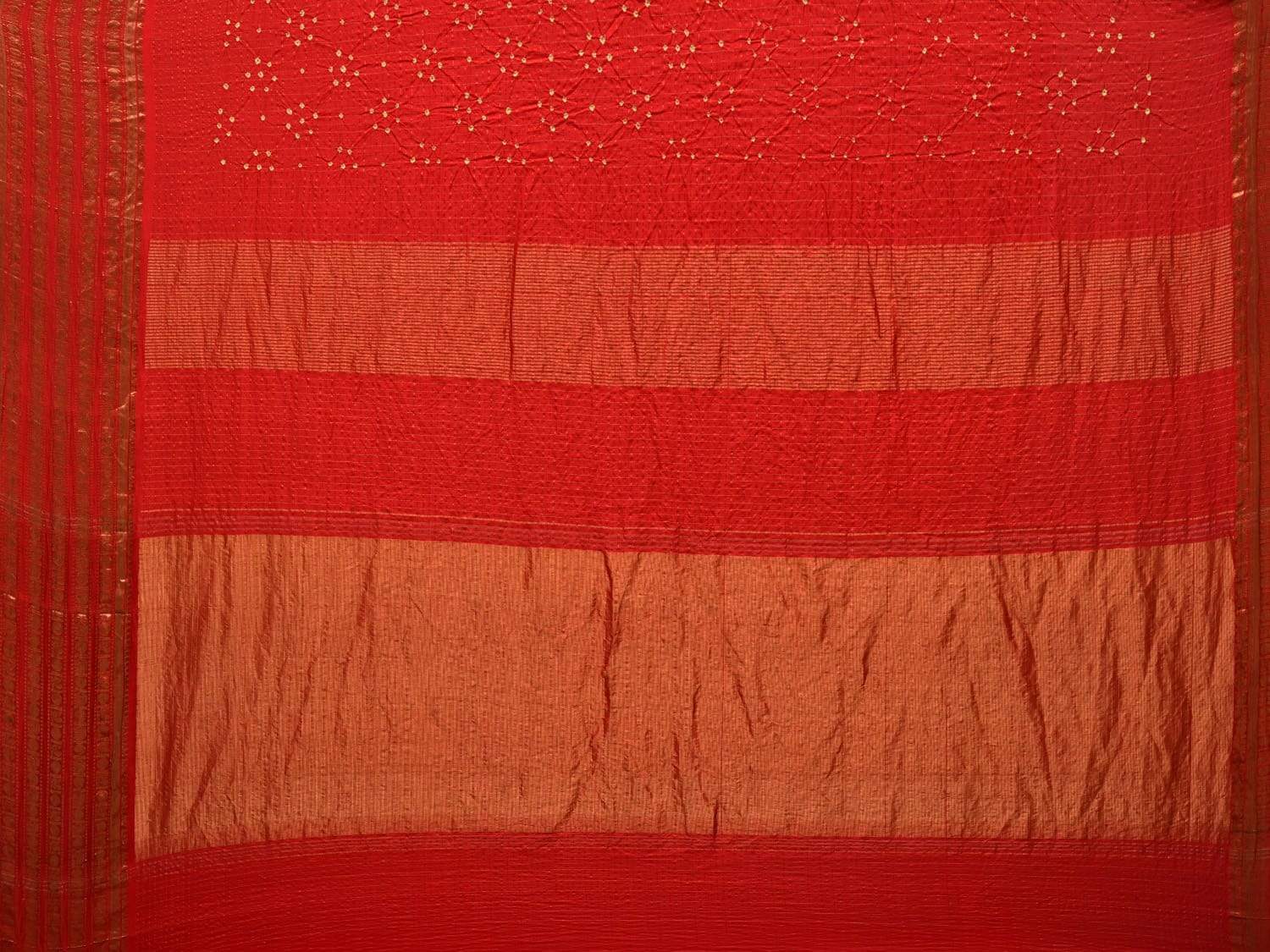 Red Bandhani Kanchipuram Silk Handloom Saree with Border Design bn0168