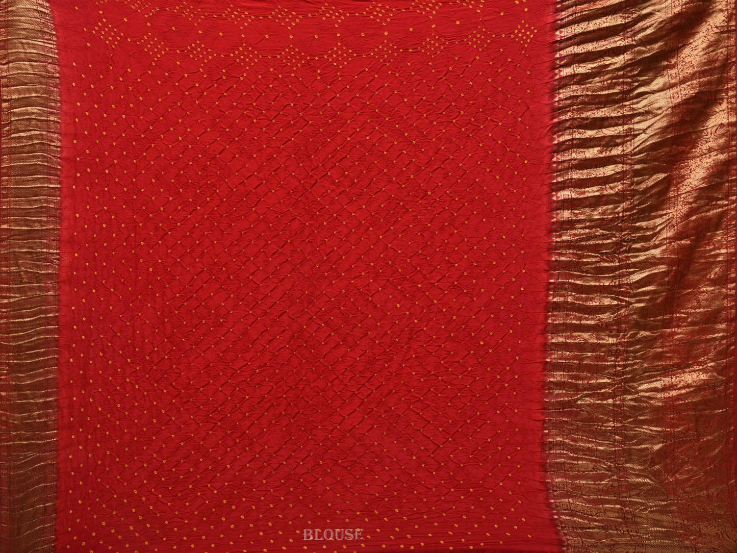 Red Bandhani Kanchipuram Silk Handloom Saree with Border Design bn0367