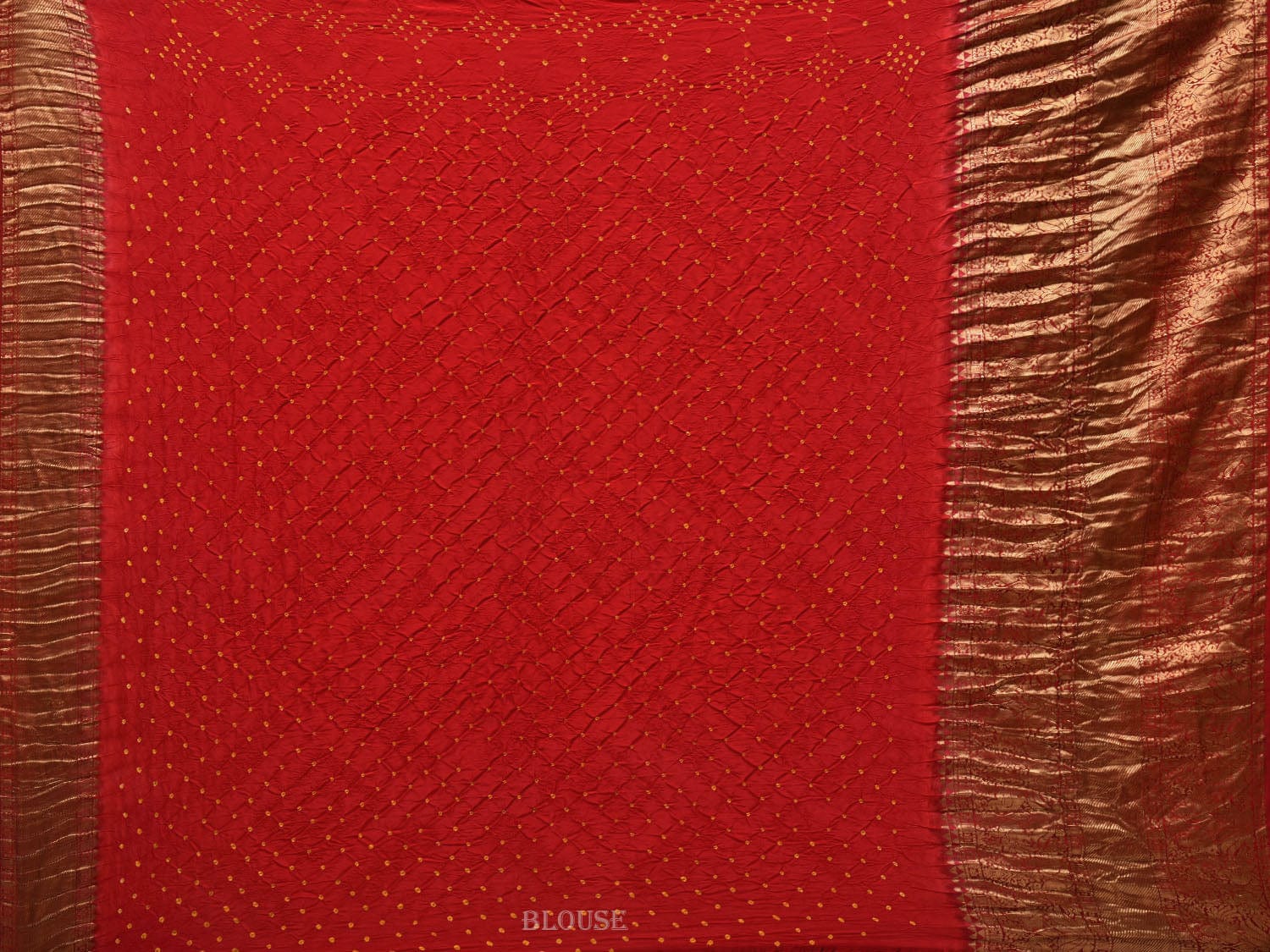 Red Bandhani Kanchipuram Silk Handloom Saree with Border Design bn0367