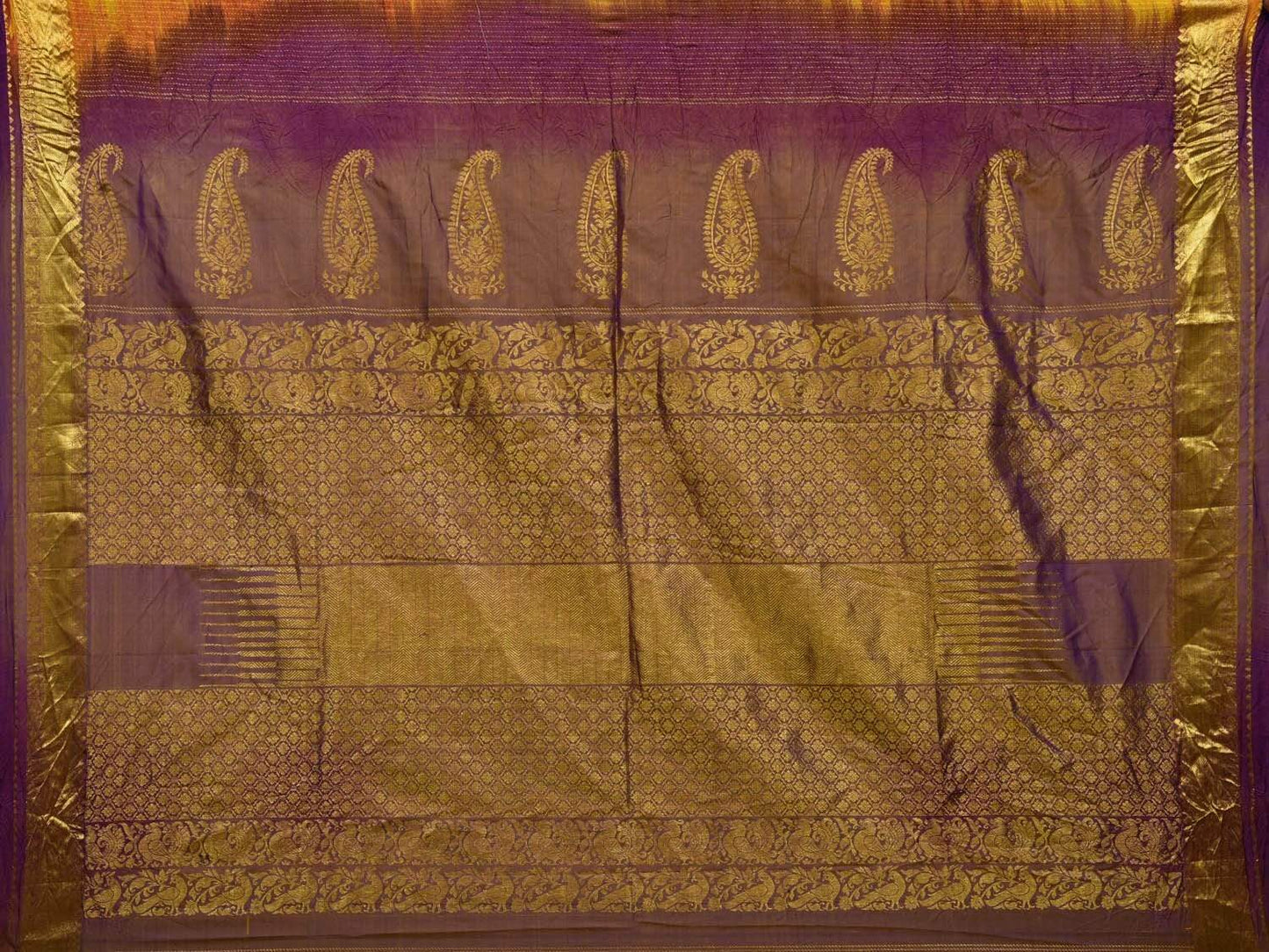 Red Bandhani Kanchipuram Silk Handloom Saree with Mango Pallu Design bn0232