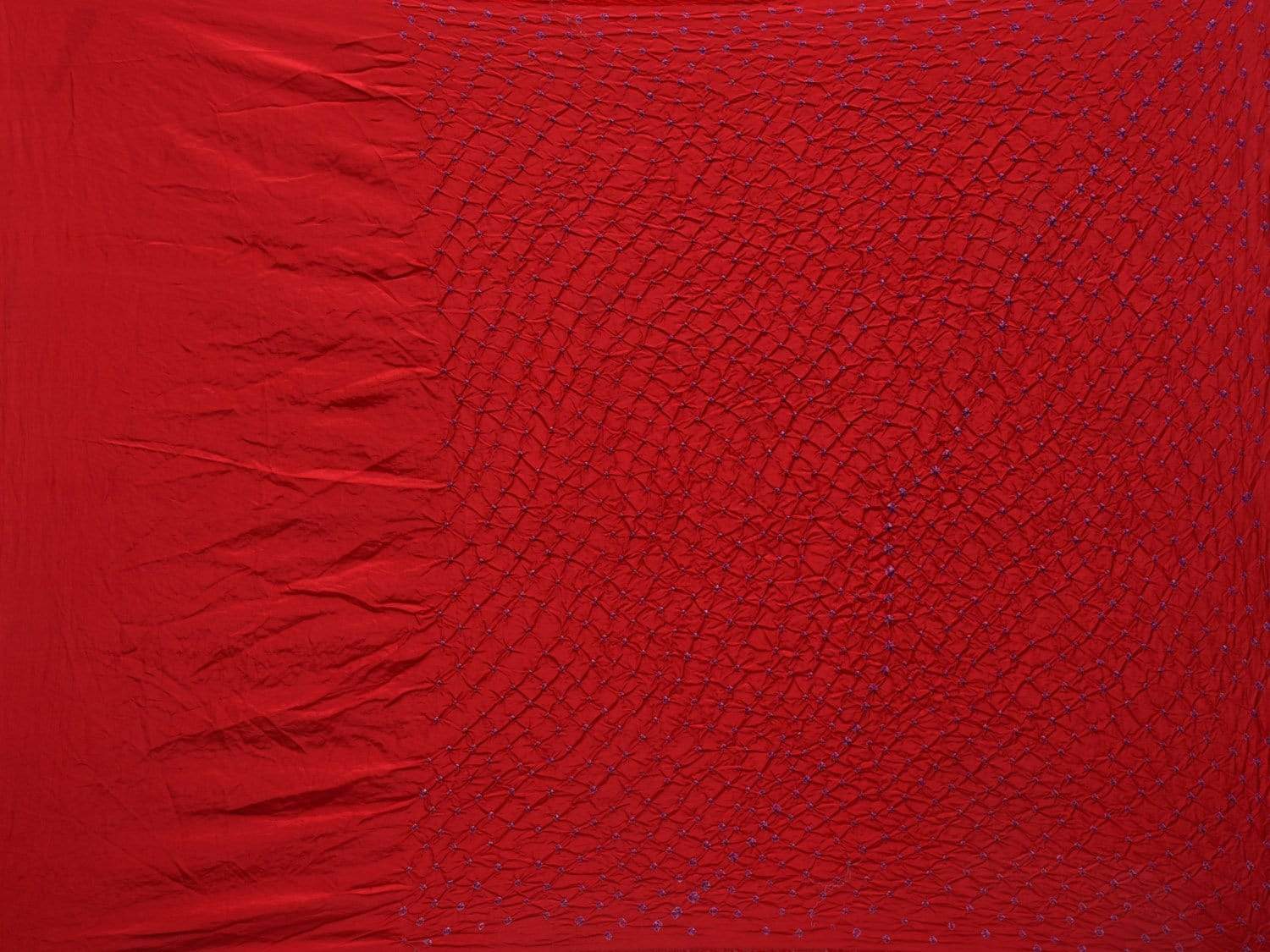 Red Bandhani Kanchipuram Silk Handloom Saree with Middle Brocade Design bn0301