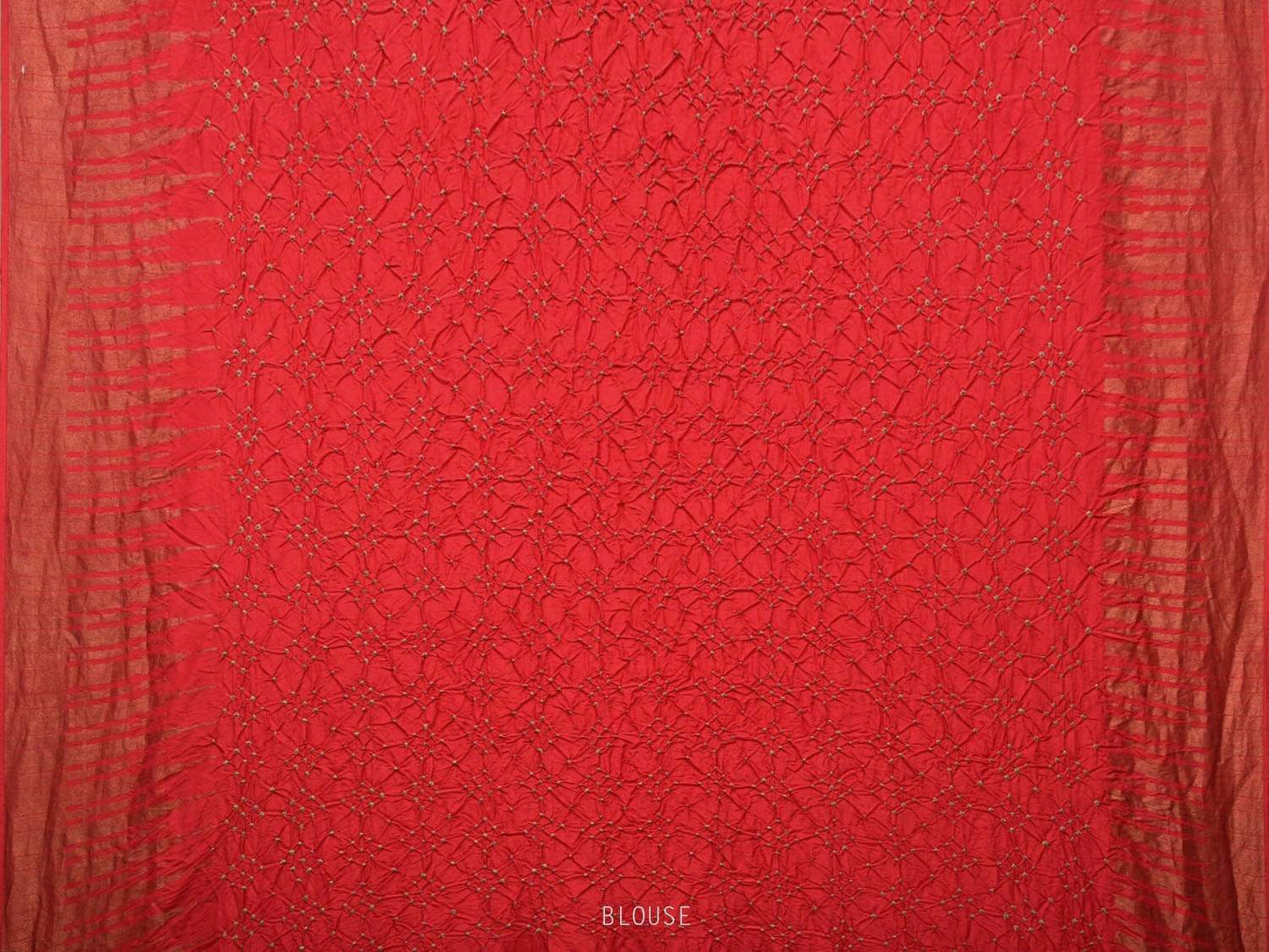 Red Bandhani Kanchipuram Silk Handloom Saree with Temple Border Design bn0180