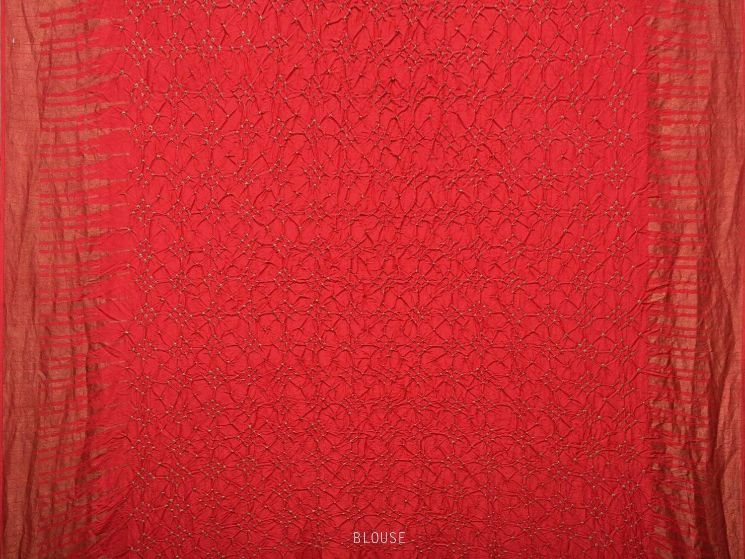 Red Bandhani Kanchipuram Silk Handloom Saree with Temple Border Design bn0180